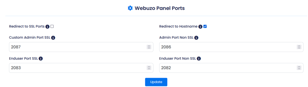 update Webuzo Configuration