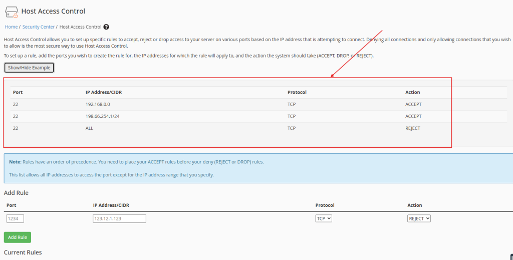 Limit WHM access using Host Access Control