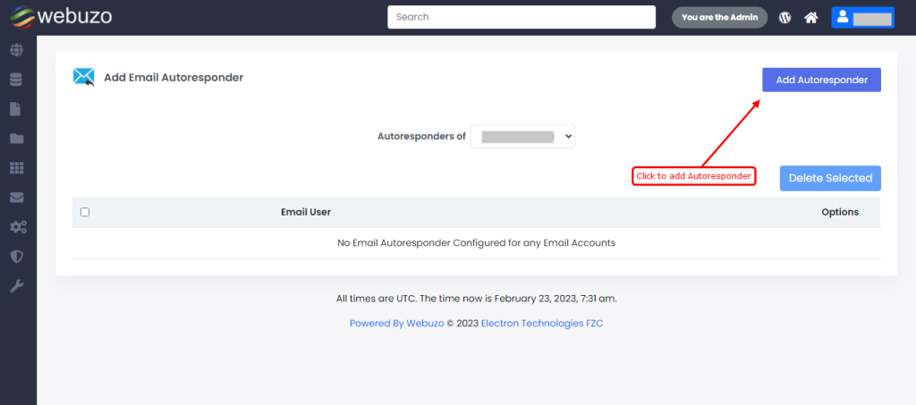 Add Email Autoresponders in Webuzo